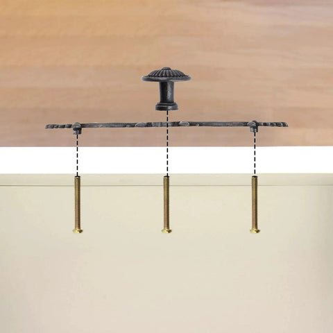 Antique Black Cabinet Pulls 2 Pack Classic Vintage Dresser Drawer Handles Six Point Nine Seven Inch Length 128mm Center To Center 5 Hole Spacing Zinc Alloy With Screws For Furniture Cabinets Cupboards Dressers, showing installation alignment on drawer.