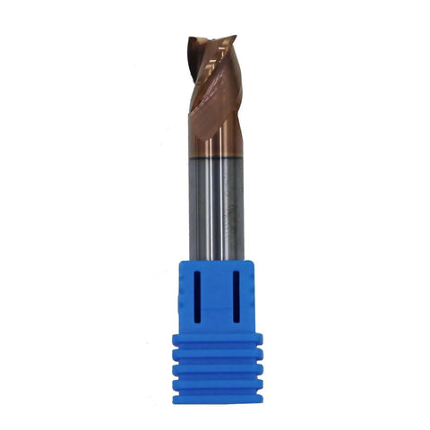 Solid Carbide End Mill For Aluminum 5/16 Inch 3 Flute 37 Degree Helix ZRN Coated Cutting Tool displayed vertically