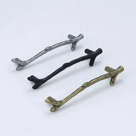 Branch Twig Cabinet Knobs Bronze Zinc Alloy 4 Pcs 96mm Vintage Dresser Drawer Handles in three finishes