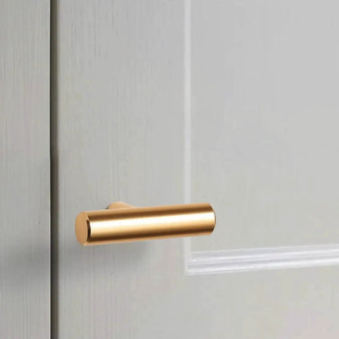 24 Pack Gold T Bar Cabinet Knobs And Drawer Pulls Set For Kitchen Cabinets Cupboards And Dressers With Screws installed on cabinet