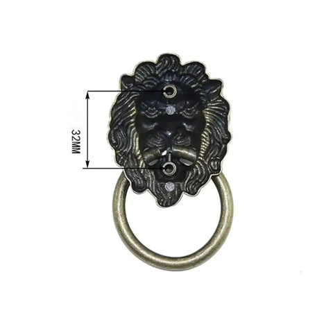 Antique bronze lion head cabinet knob with ring, part of a 4 Pack Lion Head Cabinet Knobs Pulls Handles With Mounting Screws set.
