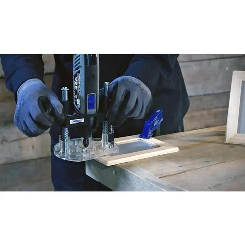 Using Compact Plunge Router Attachment For Dremel Rotary Tool Lets You Cut Decorative Edges, Straight Slots And Circles