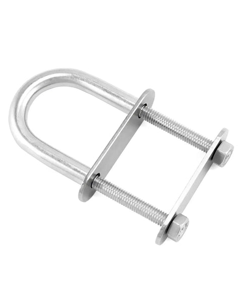 Four Pack 304 Stainless Steel U Bolts M6 x 90mm with nuts and plates for boat decks, heavy duty marine hardware, rust resistant, side view