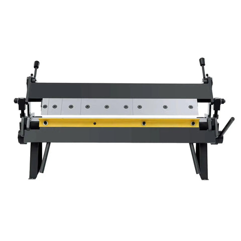 24 Inch Pan And Box Metal Brake 20 Gauge Capacity With 0 To 135 Degree Bending Floor Standing Sheet Metal Bender Front View