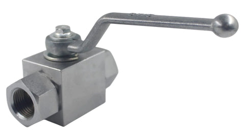 Hydraulic ball valve 1/2 in NPT with lever handle; metal body, two-way shut-off.