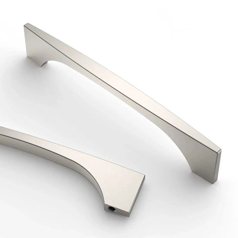 10 Pack 5 Inch Brushed Satin Nickel Cabinet Handles For Kitchen Cabinets Cupboards And Drawers, close-up view of hardware pulls