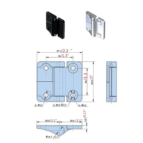 Diagram of Constant Torque Position Control Hinge With Holes For E6 Series E6 10 416 50 Zinc Alloy 2 Inch Leaf Height Symmetric Torque