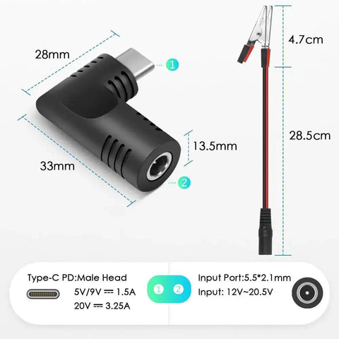 Universal 72W Power Supply With Adjustable 3V To 24V DC Output And 3A Cable, USB C PD adapter, alligator clip cable