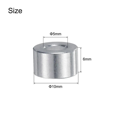 Aluminum Spacer 5mm Bore 10mm OD 6mm Length Standoff For M5 Screws Bolts And Rods, 30 Piece Pack, Plain Finish, Durable Aluminum Alloy