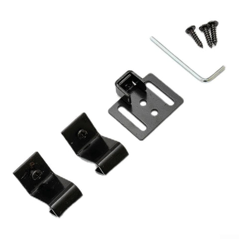Sliding Barn Door Hardware Track Kit with Soft Close Damper 2 Pack components with screws and tools, modern farmhouse style.