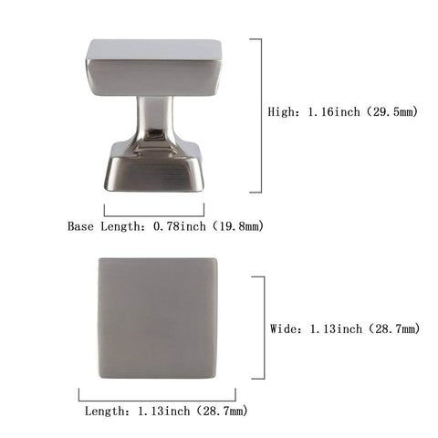 Square Brushed Satin Nickel Cabinet Knobs 10 Pack One And One Eighth Inch For Kitchen Cabinets And Furniture Single Hole Zinc Alloy Pulls