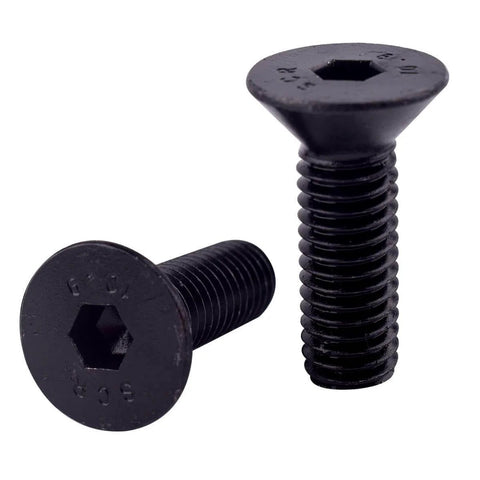 Heavy Duty Three Eighths Inch By Sixteen Thread Socket Cap Flat Head Countersunk Screws Set Of Ten In Alloy Steel Grade Ten Point Nine With Black Oxide Finish And Allen Hex Drive Full Coarse UNC Threads For Cars Motors Machinery And DIY Projects
