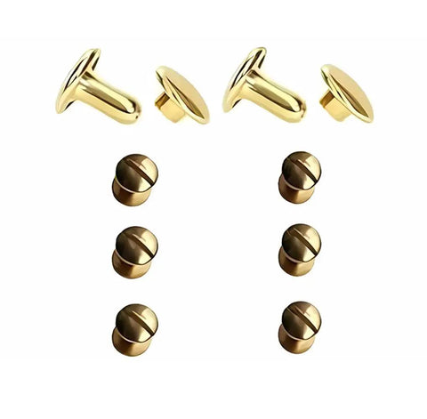 Copper Grounding Rivets For Shoes To Enable Barefoot Earthing 24 Pcs Set showing eight pieces of copper rivets on white background