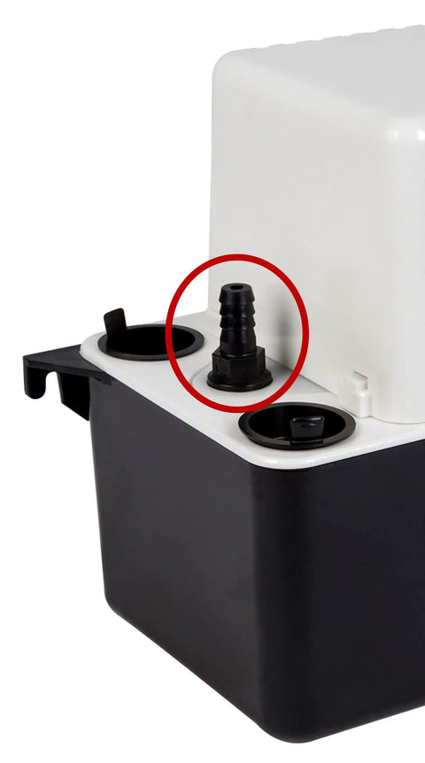 Little Giant CV-10 check valve, black plastic, 1/4 in MNPT x 3/8 in barb for condensate pump use