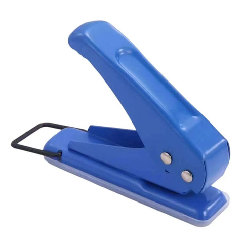 Blue one quarter inch hole puncher with 20 sheets capacity ergonomic grip easy handheld metal paper punch for school office supplies.