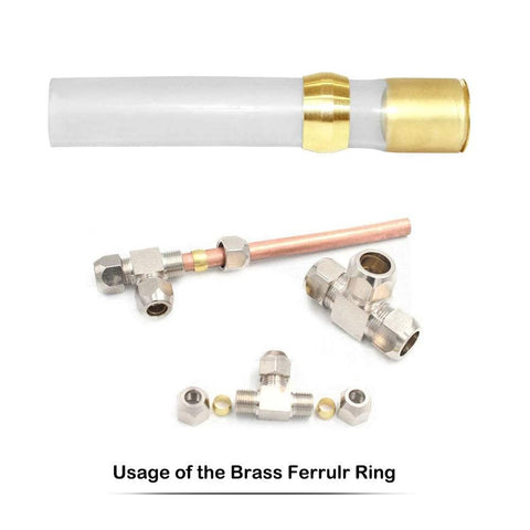 Beduan 1/2 inch brass compression fittings with insert sleeves, assorted tees and elbows, pack of 10.