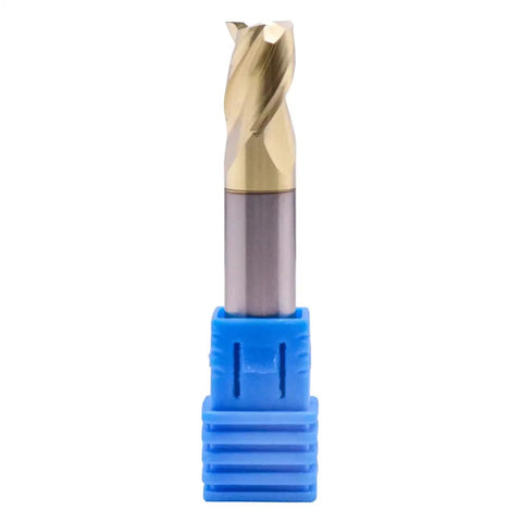 Pro Grade Solid Carbide End Mill for Aluminum With ZRN Coating, 37 Degree Helix, 3 Flute, Front View