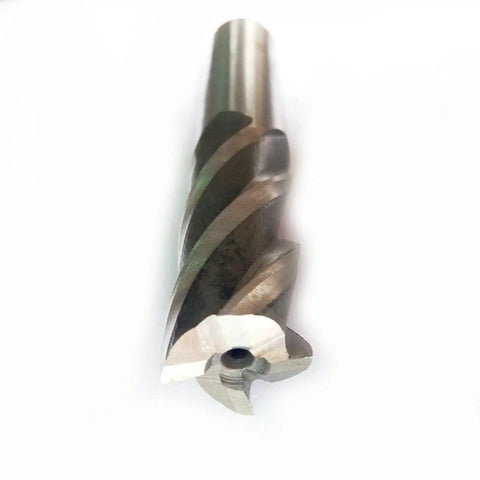 Close-up of Boss 4 Flute CNC End Mill Cutter For Metal Milling High Speed Steel 6mm Diameter With 2mm Cutting Edge for heavy-duty milling.