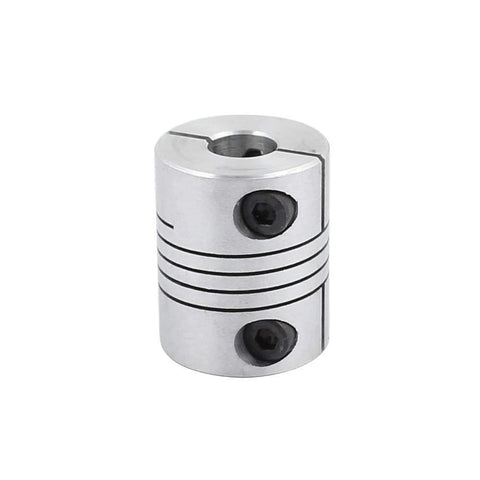 Aluminum shaft coupling, 8mm to 8mm, 25mm length, 20mm diameter, clamp-style two-screw joint for stepper motors