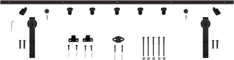 78 Inch Barn Door Track And Hardware Kit In Champagne Brass With Smooth Rollers And Matching Hardware For Doors Up To 36 Inches Easy Install With All Mounting Hardware Included And Heavy Duty Steel Construction displayed