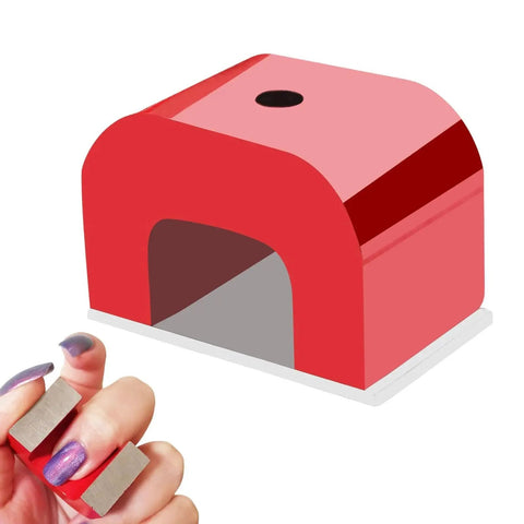 30Lb Red Cast Horseshoe Magnet Alnico U Magnet For Nails DIY Education held in hand, showing its size and design