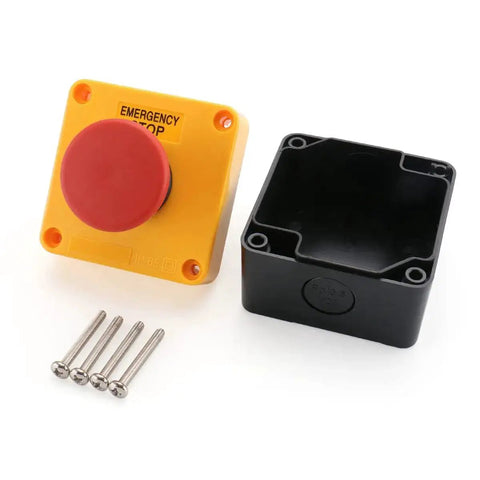 Red Flat Head Momentary Push Button Switch 1NO 1NC AC 660V 10A IP65 Weatherproof Industrial Control Box with screws