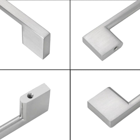 10 Pack 5 Inch Brushed Satin Nickel Cabinet Pulls Zinc Alloy Drawer Handles Solid Hardware For Cabinets And Furniture Durable Brushed Finish Easy Installation Individually Wrapped For Protection, close-up view