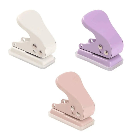 Three pastel Quarter-Inch Single Hole Punchers, 6mm Round Hole, 10 Sheets Capacity, Portable Paper Punch for crafts and office projects.