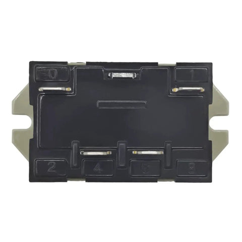 Heavy Duty General Purpose Relay 30A 250V SPST NO with quick connect 6.3mm blade terminals, black and beige color, top view