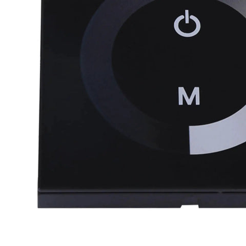 Wall Mounted Touch Panel Dimmer for 12V-24V Single Color LED Light Strips with Smooth Glass Touch Panel Black Finish