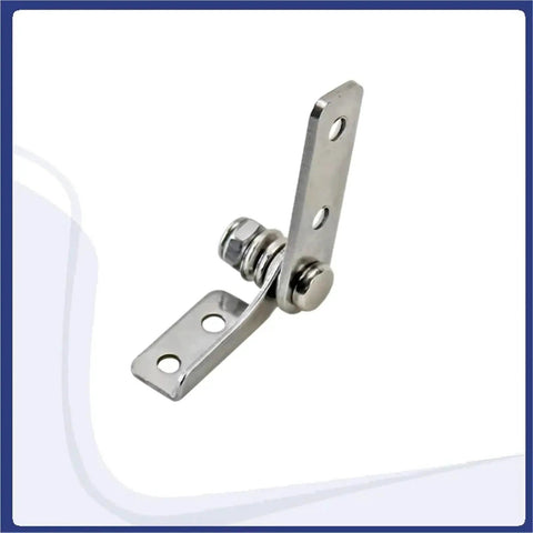 304 stainless steel damping hinge with mounting plates, left-hand, adjustable torque 0.4 N·m, angled side view (1 pc).