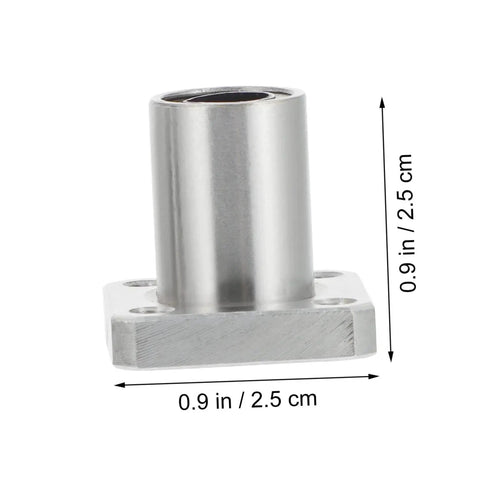 Two Pack Flange Linear Bearings for 3D Printers, steel circular flange bearing dimensions 0.9 in x 0.9 in, side view