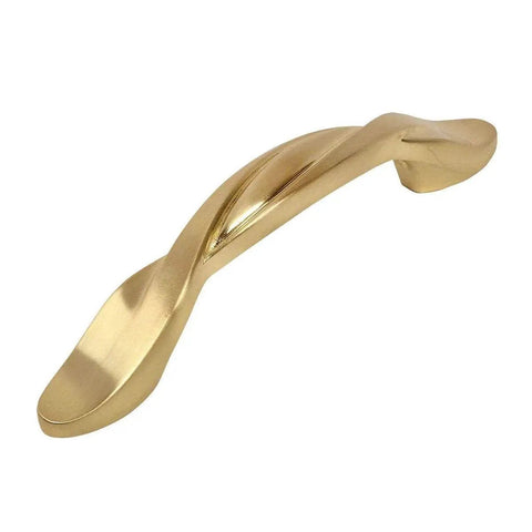 10 Pack Brushed Brass Twist Cabinet Hardware Handle Pull With 3 Inch Hole Centers, Side View