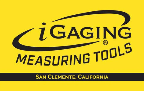 iGaging Measuring Tools logo with text 'San Clemente, California' on a yellow background