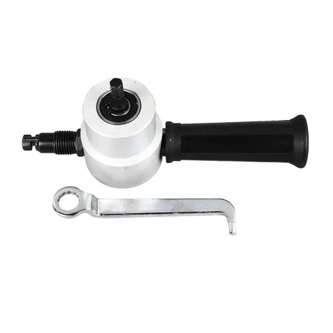 Double Head Sheet Metal Cutter Alloy Tool 360 Degree Nibbler Drill Attachment For Burr Free Cuts with wrench tool