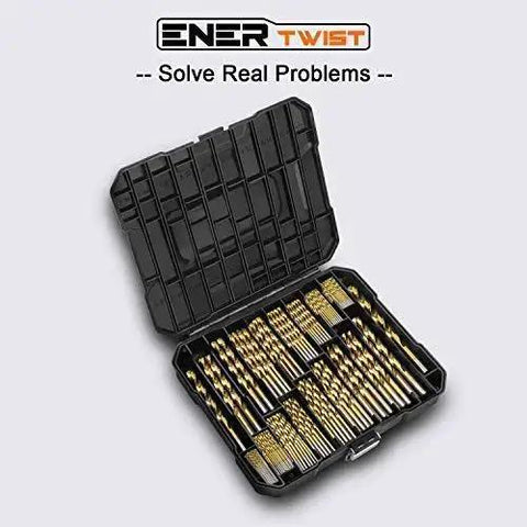 Open case showing Titanium Drill Bit Kit Set for Metal and Wood, 230-Piece Pro Grade with Titanium Coated HSS Bits, 118 Degree Tip From 3/64 Inch To 1/2 Inch, Durable Case ET-DBA-230A.