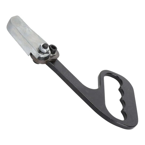 Manual Hand Pull Sheet Cutter For Metal And Plastic No Power Needed Portable Labor Saving Cutter shown from front angle, black handle, cutting blade.