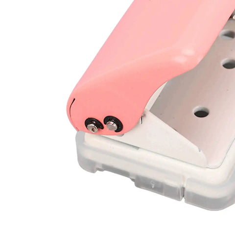 Ultimate Handheld 3-Hole Paper Puncher with 5-Sheet Capacity, close-up view showing durable metal build and punch mechanism.