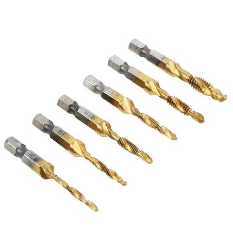 Titanium-Coated Combination Drill Tap Bit Set, 13 Piece SAE and Metric Kit for Quick Threading, Drilling, Tapping, Deburring and Countersinking