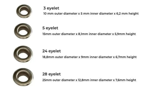 3, 5, 24, 28 mm eyelets for Rivet Eyelet Grommet And Snap Button Die Set For Hand Press Machine Complete Pro Grade Kit