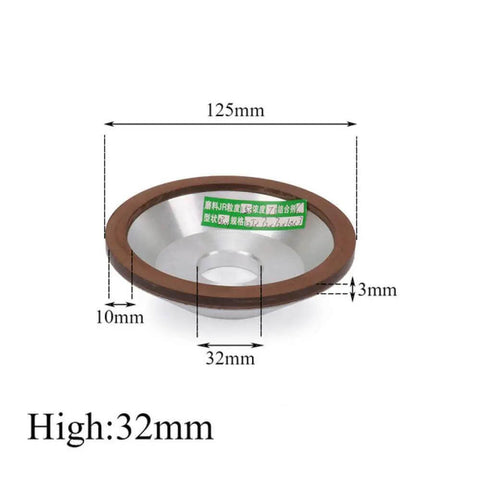 125mm resin bond diamond grinding wheel for carbide, tungsten steel cutters, focus on dimensions and material