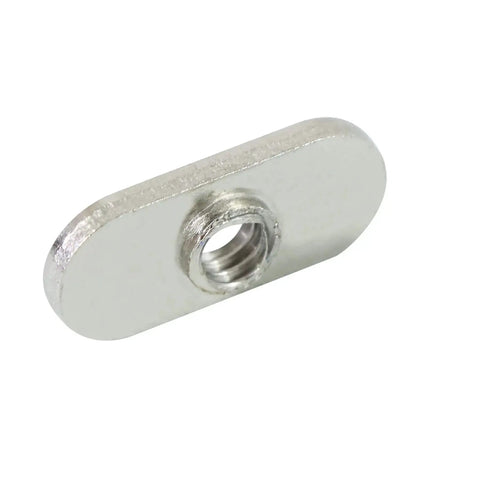 Close-up of Twenty Pack One Quarter Inch Twenty Centered Hole Sliding T Nuts For 10 Series T Track Extrusions Aluminum Extrusion Profile Rail Fasteners.