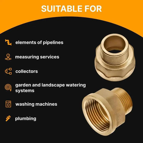 Brass Adapter 3/4 Inch Male To 1 Inch Female Threaded Fittings NPT Hex Connector with usage applications
