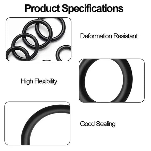 225 Piece O Ring Kit With 20 Size Rubber Seals For Pipe Valves And Mechanical Equipment featuring specifications like high flexibility and good sealing