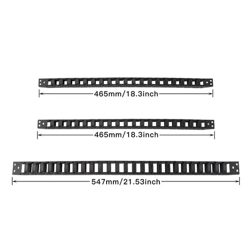 Vorn 2.4 350 3D Printer Cable Chain Set Open Tank Drag Chains, 2 Pieces 10x11mm, 1 Piece 10x15mm, Black PA66 Nylon