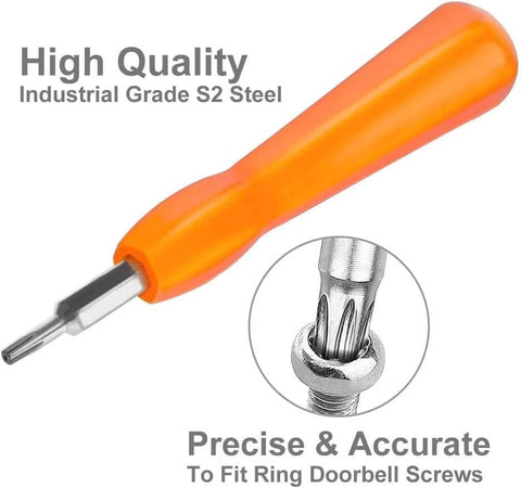Video Doorbell Screwdriver Set With Torx T6 And T15 Bits for Battery Replacement and WiFi Reset with orange handle