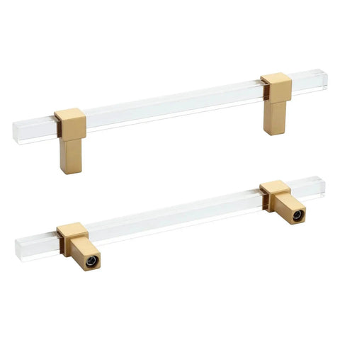 10 Pack 5 Inch Gold Acrylic Drawer Pulls With Seven Point Five Inch Overall Length For Kitchen Cabinets Square Clear Acrylic Handles