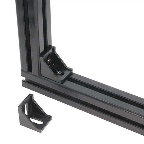 4040 Aluminum Extrusion Corner Bracket Right Angle With Screws for 8mm Slot installed in frame, additional bracket shown separately