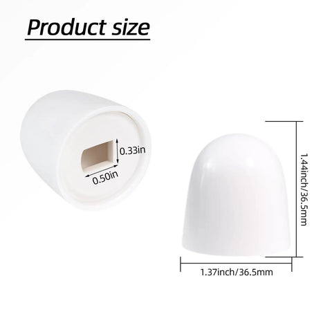 Universal Toilet Bolt Caps Pack of 6, White 1.44 Inch Round Push On Covers With Washers, product size diagram