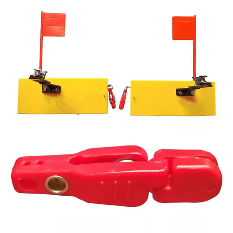 Eight Pack Heavy Tension Snap Weight Trolling Release Clips for planer boards and offshore fishing gear, adjustable red clips shown.